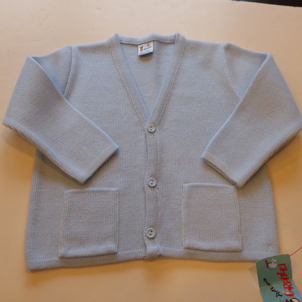 Artesania Granlei Toddler Boy Size 2 Light Blue Heirloom Knit Sweater Cardigan